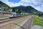 ETR 470 003 als EC 316 bei Durchfahrt in Airolo, 18.08.2014.