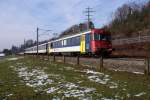 RBe 540 048-4 fhrt am 9.2.10 mit seinem kurzen Pendelzug von Baar Richtung Sihlbrugg.