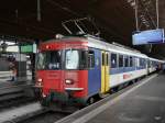 SBB - Fussballextrazug Zürich - Neuchatel mit dem Triebwagen RBe 540 043-7 im HB Zürich am 21.09.2014