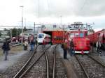 SBB - Fahrzeugausstellung bei der SBB im Depot Biel/Bienne mit dem RAe 4/8 einem DB ICE einem BFe 4/4 und einer 610 einer Ae 6/6 einer 474 einer Be 4/6 und dem RAe 2/4 1001 anlsslich der 150 Jahre