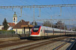 ICN 500 011  Blaise Cenrars  durchfährt den Bahnhof Rupperswil. Die Aufnahme stammt vom 13.01.2022.
