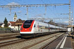 ICN 500 043  Harald Szeemann  durchfährt den Bahnhof Rupperswil. Die Aufnahme stammt vom 07.02.2022.