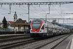 RABe 511 004 KISS durchfährt am 27.02.2023 den Bahnhof Rupperswil.