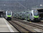 BLS - Triebzüge RABe 515 003 + 515 004 im Bahnhof Biel am 18.12.2022