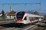 RABe 521 022, auf der S23, verlässt den Bahnhof Rupperswil. Die Aufnahme stammt vom 13.01.2022.