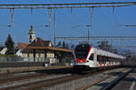 RABe 521 019 durchfährt den Bahnhof Rupperswil. Die Aufnahme stammt vom 13.01.2022.