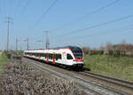 Mumpf - 25. März 2022 : RABe 521 028  Liestal  auf der S1 - Zug 17234 - von Basel nach Laufenburg unterwegs.