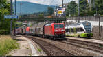 DB 185 125 & TransN RABe 523 074 / Novelis-Zug Sierre - Göttingen & R Buttes - Neuchâtel / Auvernier