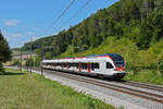 RABe 523 065, auf der S3, fährt Richtung Bahnhof Tecknau. Die Aufnahme stammt vom 22.08.2022.