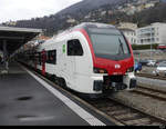 SBB - Triebzüge RABe 523 111 und RABe 523 105 im Bahnhof von Locarno am 12.02.2021