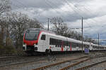 RABe 523 511-9 Mouette fährt am 08.03.2023 Richtung Bahnhof Kaiseraugst.
