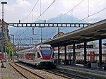 Tilo RABe 524 107 (Flirt) als S20 25642 nach Castione-Arbedo bei Ausfahrt aus Locarno, 10.06.2014
