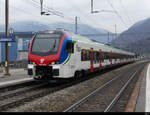 SBB - Triebzug RABe 524 308 bei der einfahrt im Bahnhof von Giubiasco am 12.02.2021