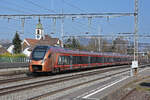 RABe 526 212 Traverso der SOB durchfährt den Bahnhof Rupperswil. Die Aufnahme stammt vom 28.03.2022.
