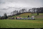 RBDe 565 734 unterwegs als S4 nach Langnau im Emmental. Hier zwischen Burgistein und Thurnen. Aufgenommen am 05.03.2020