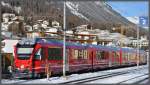 Der erste ABe 4/16 3101 fr den Churer Vorortsverkehr steht in Samedan.