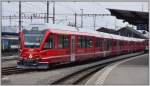 Fabrikneuer ABe 4/16 3104  Achilles Schucan  (neu mit Nummer auf der Stirnfront)wartet in Landquart auf die Inbetriebsetzung. (24.03.2013)