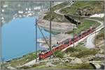 Bernina Express PE973 mit ABe 4/4 III 53  Triano  und 52  Brusio  am Lago Bianco zwischen Ospizio Bernina und Alp Grüm.
