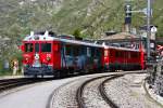 RhB ABe4/4 #55 und #54 vor Bernina-Express in Alp Gr�m - 28/06/2011