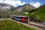 RhB ABe4/4 #56 und #52 vor Bernina-Express in Alp Gr�m - 28/06/2011