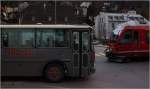 In den Straßen von Chur trifft der Oldie Bus Allegro Triebzug 3513, auf der Fahrt nach Arosa...