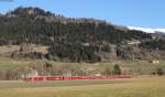 Rhb 3509 mit dem RE 1220 (Scuol-Tarasp-Disentis/Muster) bei Castrich 9.3.14