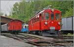 Der RhB Bernina Bahn ABe 4/4 I N° 35 der Blonay Chamby Bahn ist in Chaulin angekommen  und wird nach einer kurzen Wendezeit nach Blonay zurückfahren.