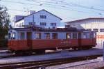 Aus dem Archiv / BTI - Triebwagen BDe 4/4 12 vor dem Depot in Täuffelen am 20.06.1984