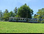 tpc/AOMC / BC - Oldtimer Triebwagen BCFe 4/4  + mit Beiwagen BC 10 unterwegs auf der BC bei Chaulin am 10.09.2023