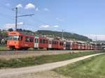 RBS Be 4/12 59 in Doppeltraktion mit Be 4/12 60 am 21.8.18 als S7 nach Bern, zwischen Stettlen und Deisswil.