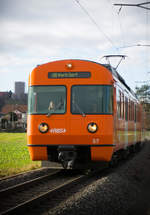 Eine der letzten Fahrten des RBS Mandarinli Be 4/12 57 am Samstag, 14.12.2019