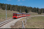 Be 4/4 204 ist am 17.04.2021 auf der NStCM unterwegs und konnte hier kurz nach der Haltestelle La Givrine auf dem Col de la Givrine aufgenommen werden.