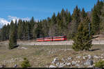 Be 4/4 204 ist am 17.04.2021 auf der NStCM unterwegs und konnte hier vor der Haltestelle La Givrine auf dem Col de la Givrine aufgenommen werden.