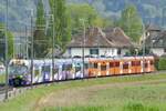 Nachschuss auf die Be 4/12 72  Shoppy Express  und 66 am 29.4.24 zwischen Jegenstorf und Urtenen.