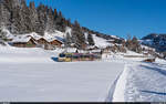 MOB Be 4/4 5004 als Regio Zweisimmen - Gstaad am 23. Januar 2021 zwischen Saanenmöser und Schönried.