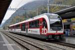 ABeh 160 001-1 wartet am Bahnhof Interlaken Ost auf seine Abfahrtszeit. Die Aufnahme stammt vom 10.10.2015.