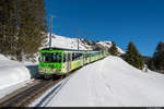 Am 21.02.2021 ist TPC/BVB BDeh 4/4 83 unterwegs in Richtung Villars-sur-Ollon und konnte hier kurz vor der Station Villars sur Ollon Golf aufgenommen werden.