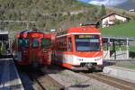 Am 06.09.2024 begegnen sich im Bahnhof Grengiols alt und neu.