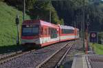 Am 06.09.2024 verl�sst ein RE den Bahnhof Grengiols Richtung Brig und Zermatt.
