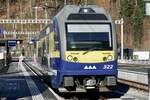 Nachschuss auf den ABDeh 8/8 322 am 28.1.24 nach der Einfahrt in den Bahnhof Zweilütschinen.
