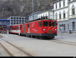 MGB - Regio nach Andermatt an der Spitze der Triebwagen Deh 4/4  91 im MGB Bhf.