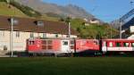 Deh 4/4 91  G�schenen  verl�sst den Bahnhof Andermatt und macht sich auf den Weg nach G�schenen, 2.10.11