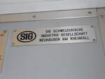 SIG Fabrikschild eines EW III Wagens.
Fotografiert auf der letzen Fahrt, 11.12.21