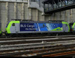 BLS - Lok 485 002-0 abgestellt im Bahnhofsareal von Spiez am 28.02.2021