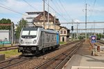 Nachschuss am 14.05.2015 auf Railpool/BLS Cargo 187 004-7, als sie als Lokzug durch den Bahnhof von Pratteln gen Reckingen fuhr.