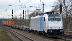 Crossrail AG, Muttenz [CH] mit der Railpool  186 531-0  [NVR-Nummer: 91 80 6186 531-0 D-Rpool] und schwach ausgelastetem Containerzug Richtung Polen am 17.12.19 Bf.