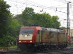 185 591-5 von Crossrail rangiert in Aachen-West bei Regenwetter am Abend vom 13.6.2013.