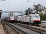 Crossrail - Loks 186 903 und 186 902 und 185 600-4 im Bahnhofsareal von Goldau am 05.04.2014