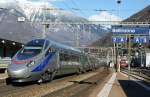 CH-CIS ETR 610 in Bellinzona - hoffentlich ist der Zug wasserdicht, denn CIS steht das Wasser bis zum Hals...
22. Jan. 2009