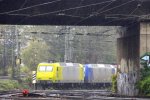 145 CL-031 von Alpha Trains und 145 CL-202 und 185 600-4 beide von Crossrail stehen  auf dem Abstellgleis in Aachen-West bei Regenwetter am 2.11.2013.